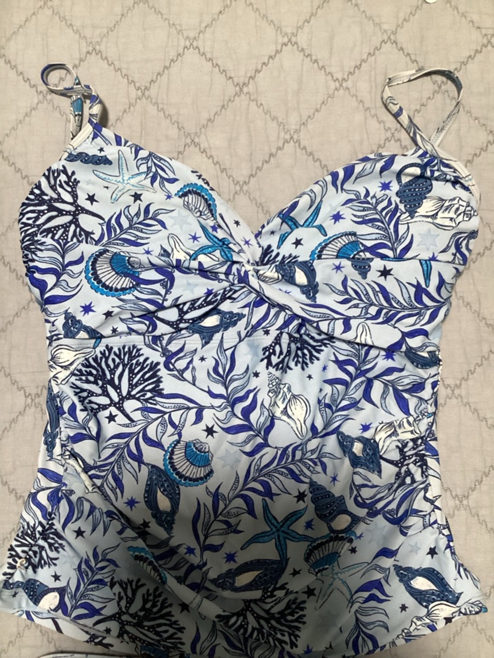 * Blue Seashell Print Women's Bikini Top